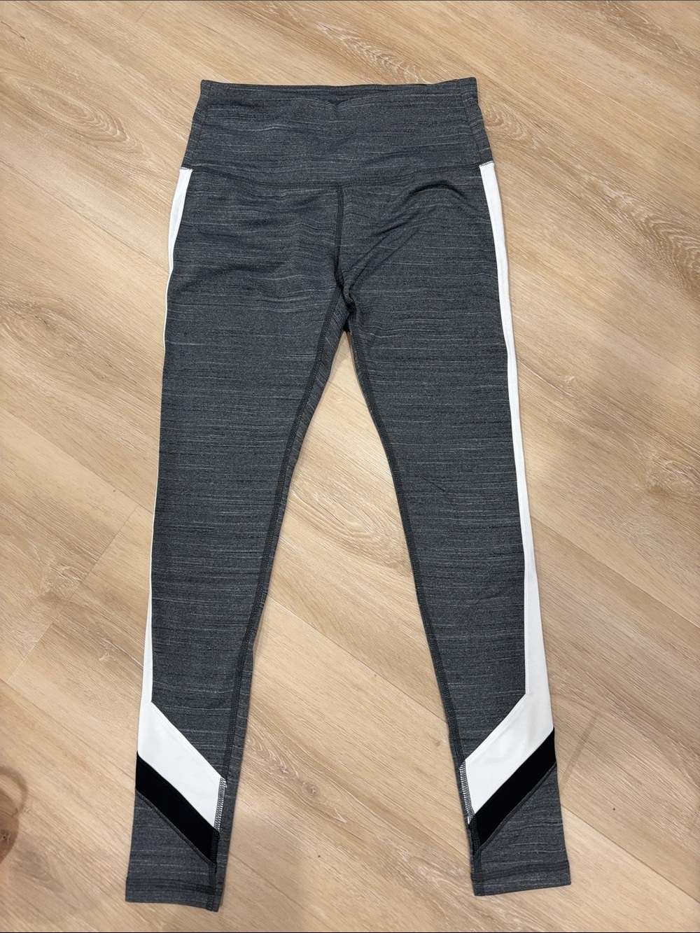 Reebok Gray and White Leggings with Black Accent